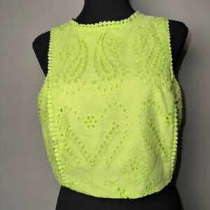 Neon Lime Eyelet Crop Top